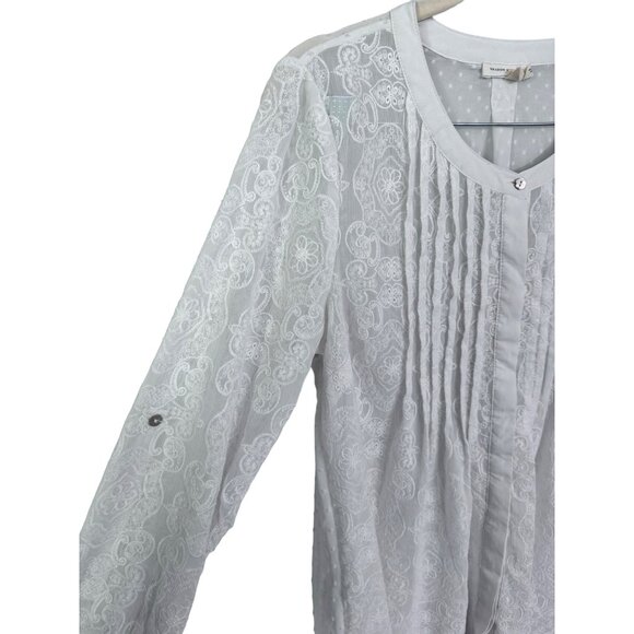 Anthropologie meadow rue blouse size S lacy coquette‎ victorian sheer pin tuck - Picture 3 of 7